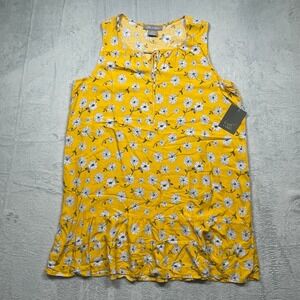 Lark + Grey Dress Womens 2XL Yellow Daisy Floral Sleeveless Ruffle